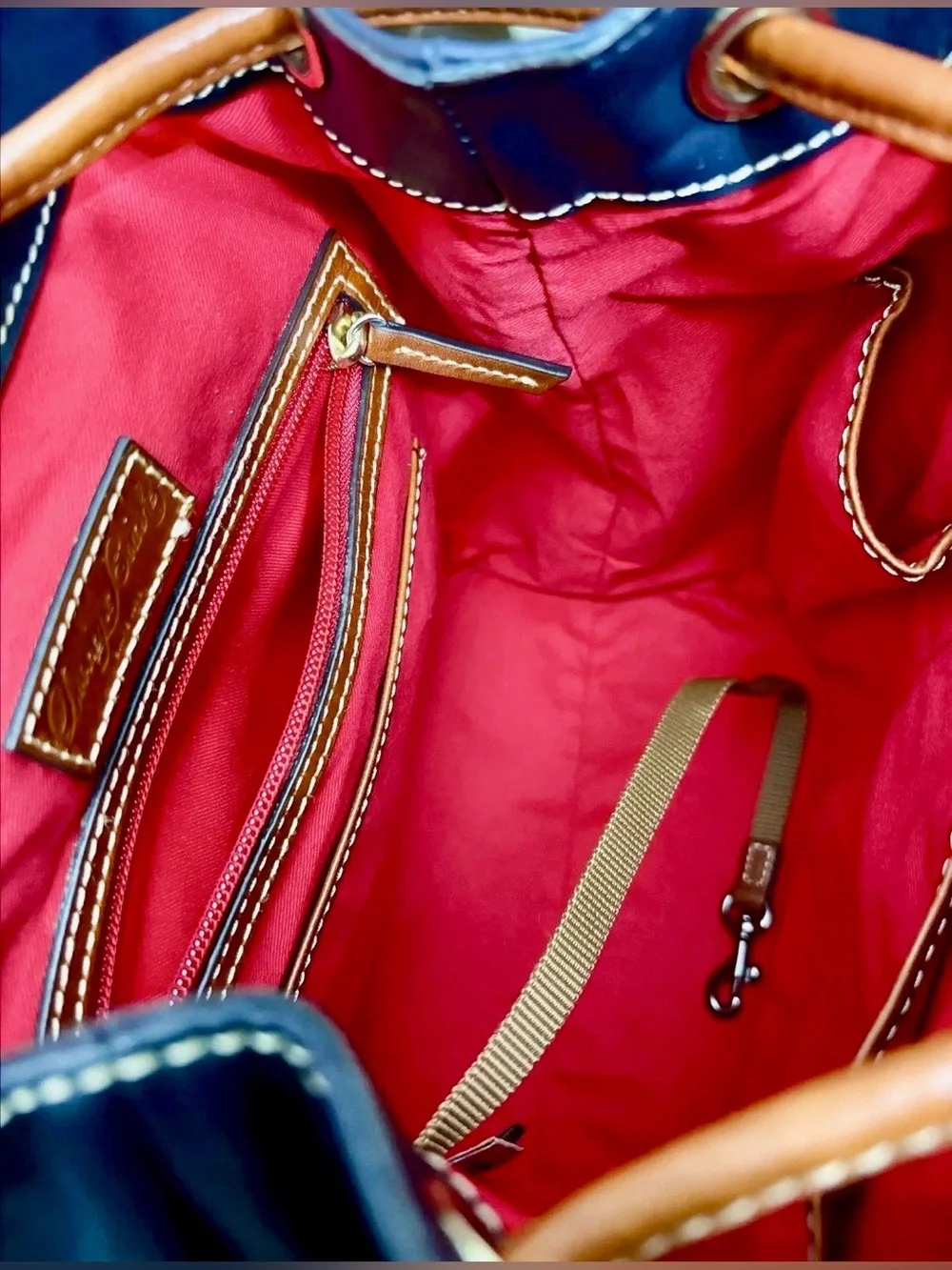 Dooney & Bourke Navy Blue Florentine Leather Medium Murphy Backpack.